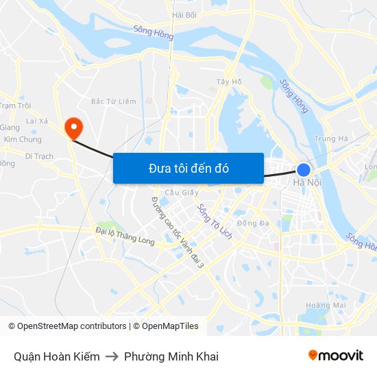 Quận Hoàn Kiếm to Phường Minh Khai map