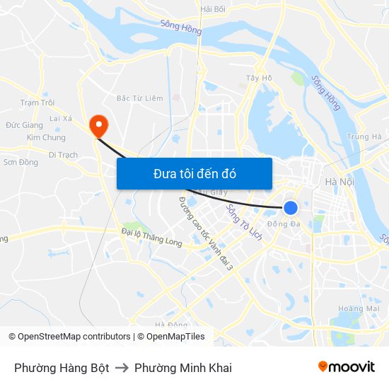 Phường Hàng Bột to Phường Minh Khai map