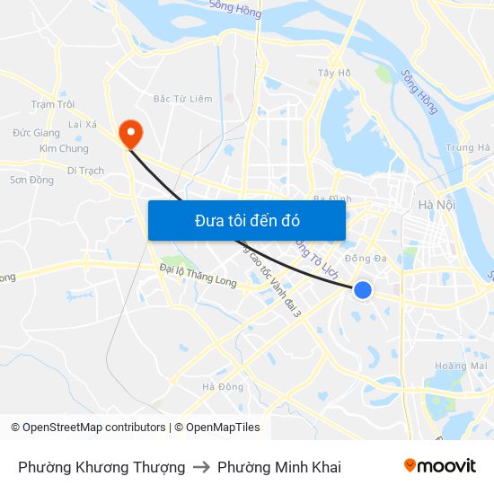 Phường Khương Thượng to Phường Minh Khai map