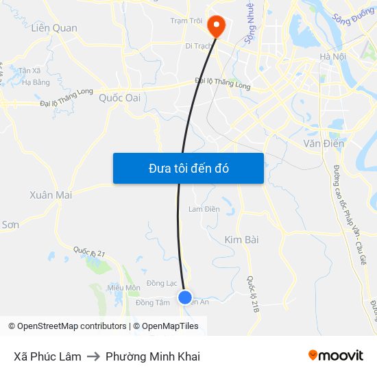 Xã Phúc Lâm to Phường Minh Khai map