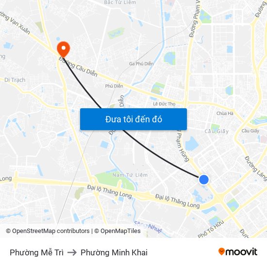 Phường Mễ Trì to Phường Minh Khai map