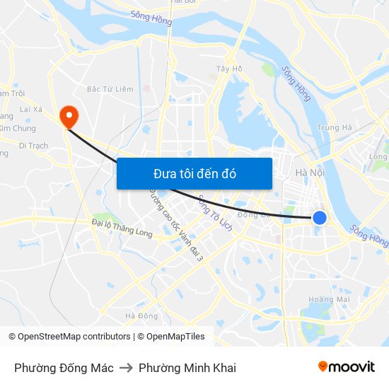 Phường Đống Mác to Phường Minh Khai map