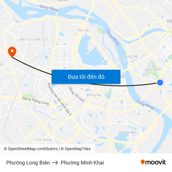 Phường Long Biên to Phường Minh Khai map