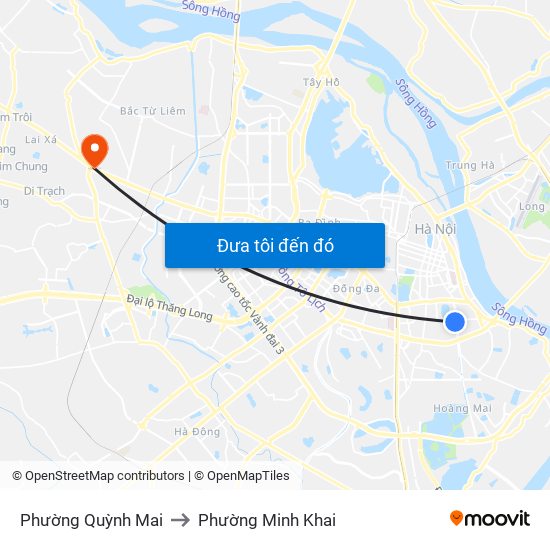 Phường Quỳnh Mai to Phường Minh Khai map