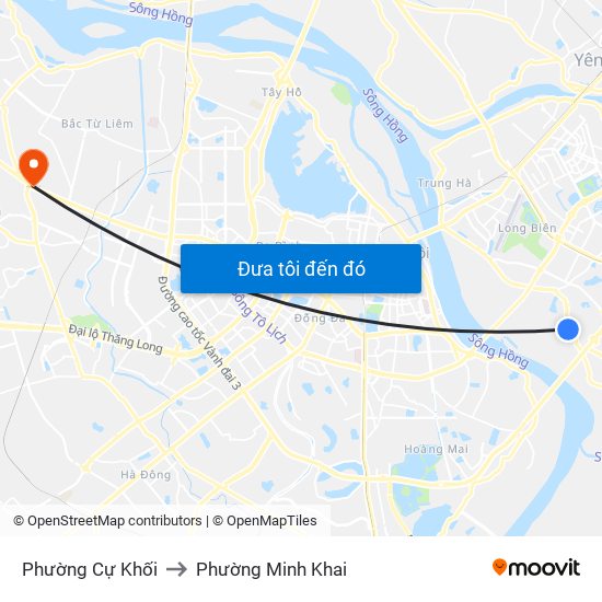 Phường Cự Khối to Phường Minh Khai map
