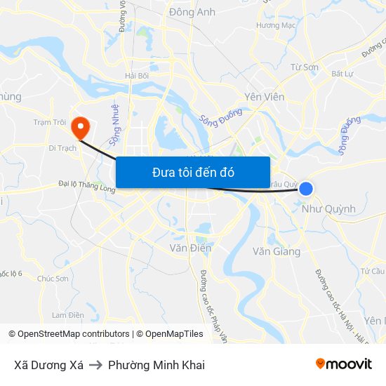 Xã Dương Xá to Phường Minh Khai map