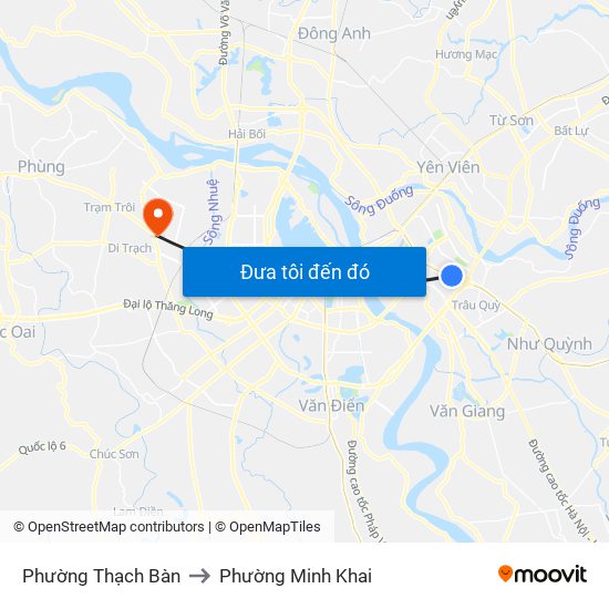 Phường Thạch Bàn to Phường Minh Khai map