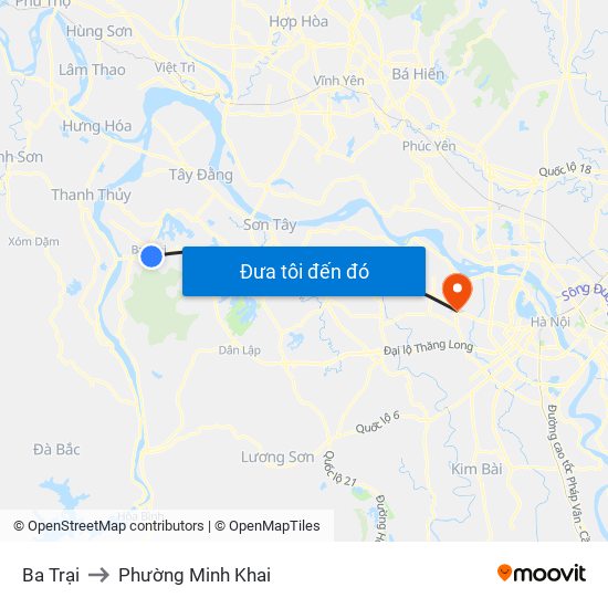 Ba Trại to Phường Minh Khai map