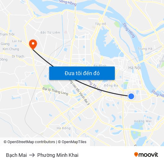 Bạch Mai to Phường Minh Khai map