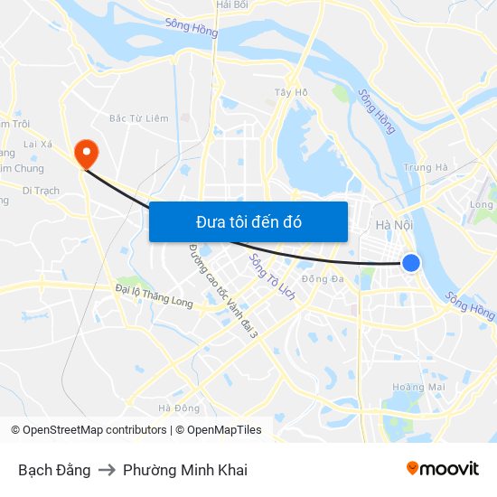 Bạch Đằng to Phường Minh Khai map