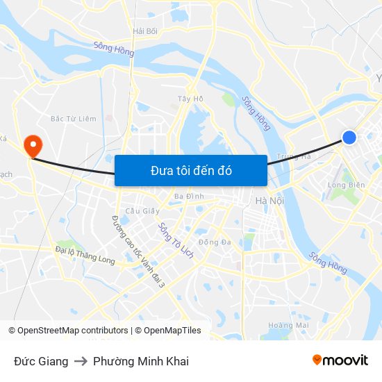 Đức Giang to Phường Minh Khai map