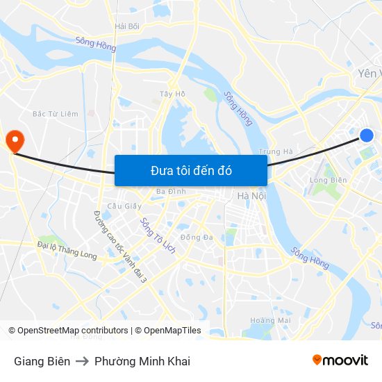 Giang Biên to Phường Minh Khai map