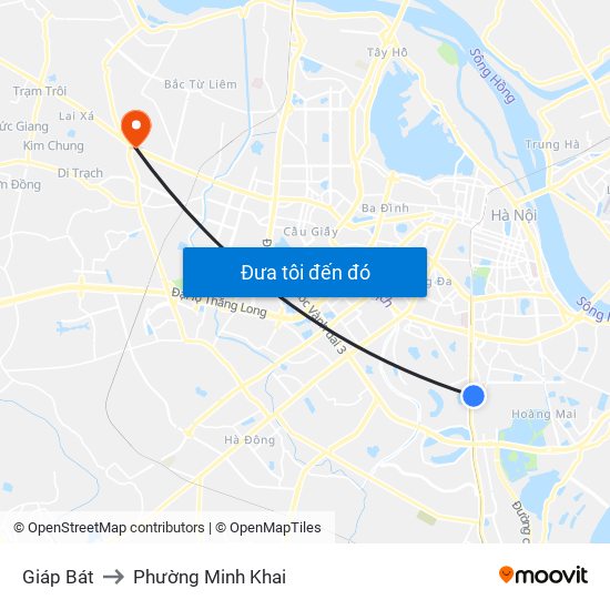 Giáp Bát to Phường Minh Khai map