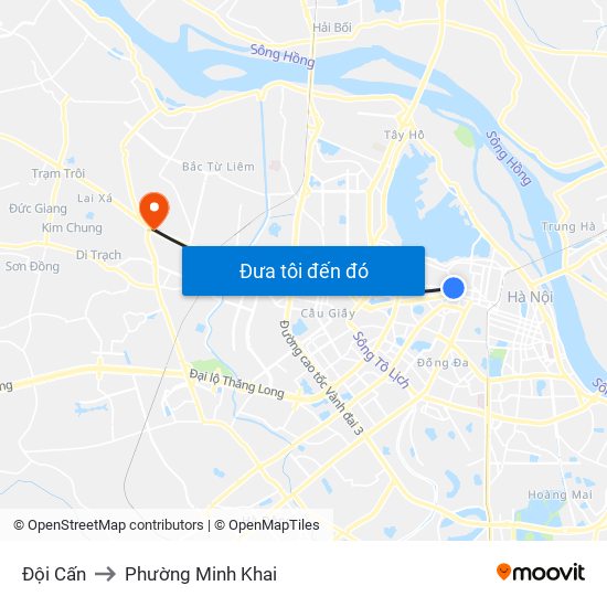 Đội Cấn to Phường Minh Khai map