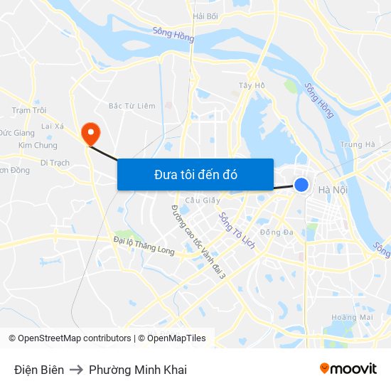 Điện Biên to Phường Minh Khai map