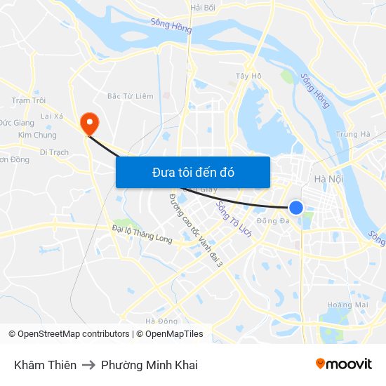 Khâm Thiên to Phường Minh Khai map