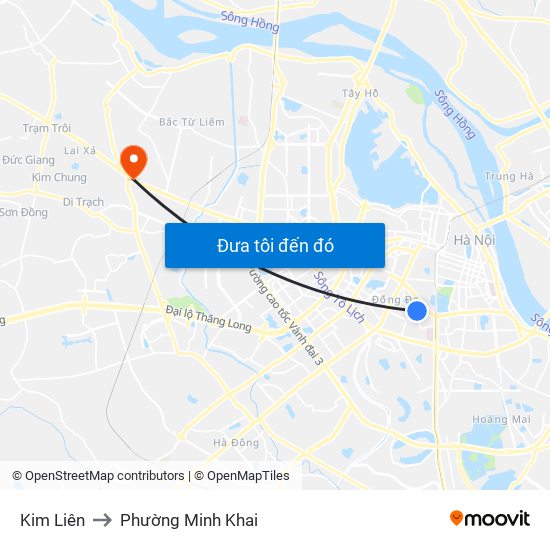 Kim Liên to Phường Minh Khai map