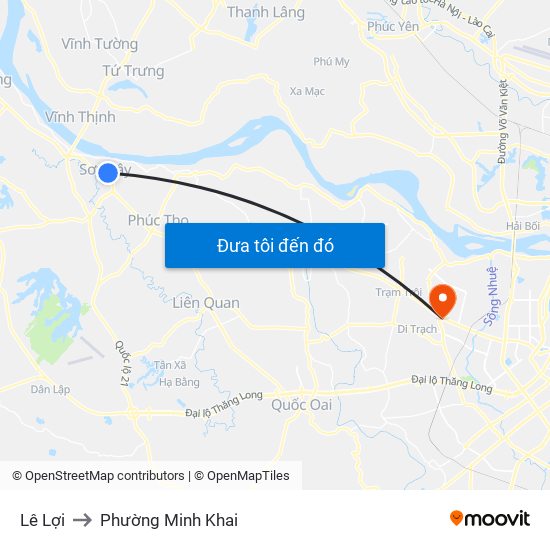 Lê Lợi to Phường Minh Khai map