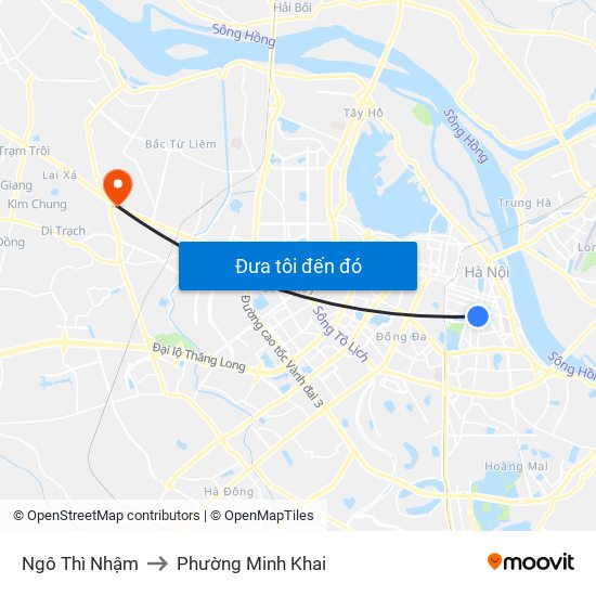 Ngô Thì Nhậm to Phường Minh Khai map