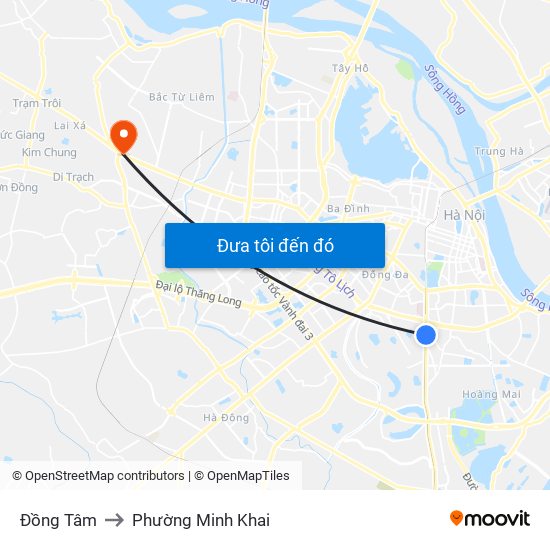 Đồng Tâm to Phường Minh Khai map