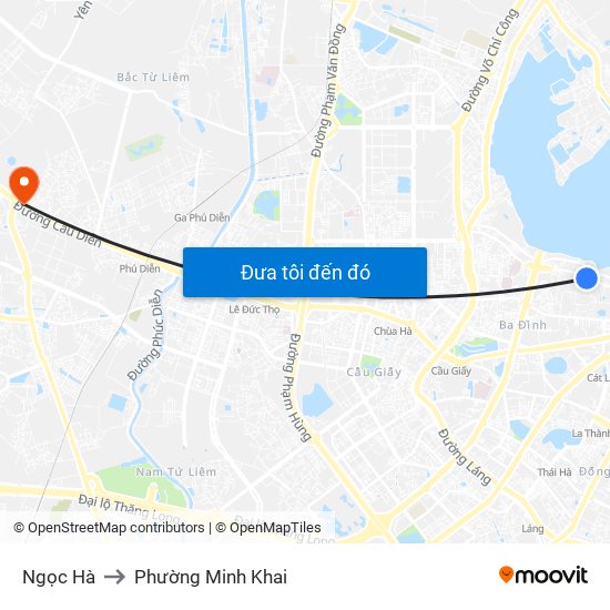 Ngọc Hà to Phường Minh Khai map