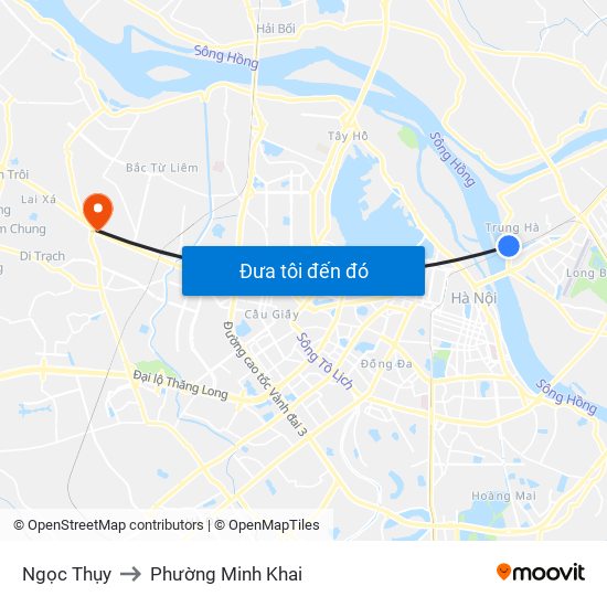Ngọc Thụy to Phường Minh Khai map