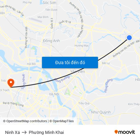 Ninh Xá to Phường Minh Khai map