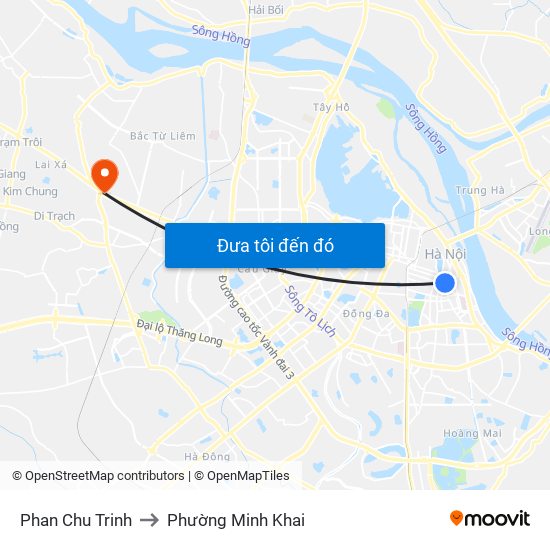 Phan Chu Trinh to Phường Minh Khai map