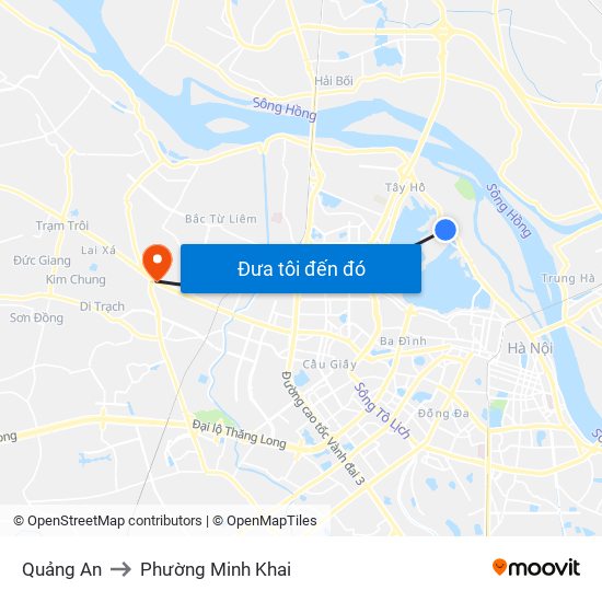 Quảng An to Phường Minh Khai map