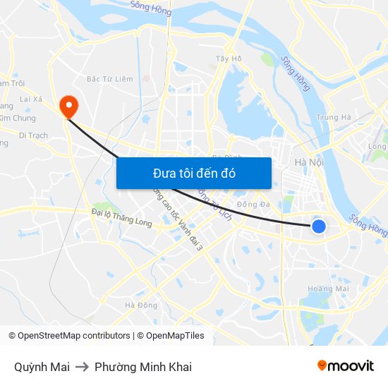 Quỳnh Mai to Phường Minh Khai map