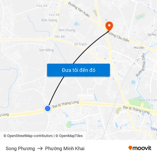 Song Phương to Phường Minh Khai map
