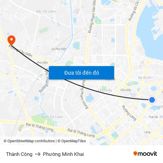 Thành Công to Phường Minh Khai map