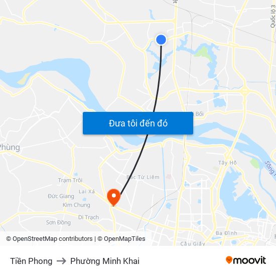 Tiền Phong to Phường Minh Khai map