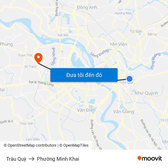 Trâu Quỳ to Phường Minh Khai map