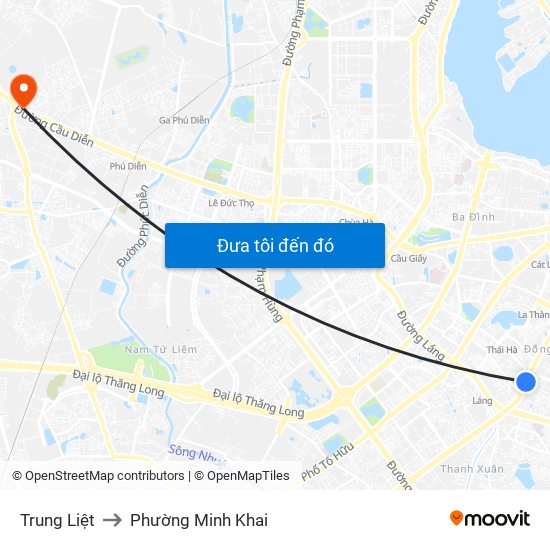 Trung Liệt to Phường Minh Khai map