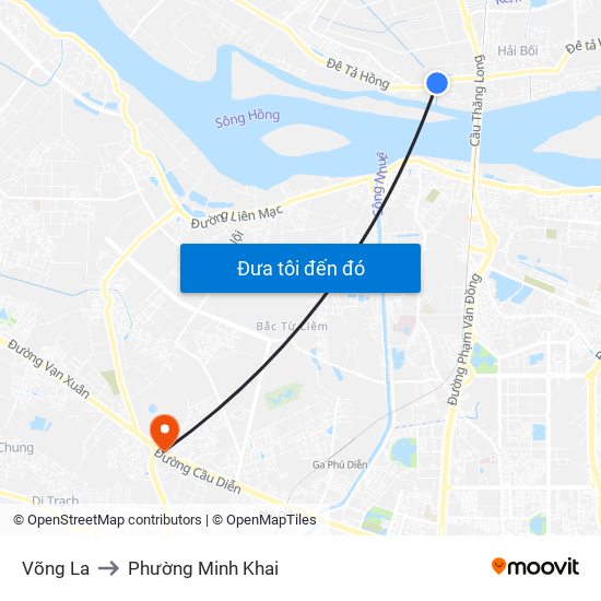 Võng La to Phường Minh Khai map