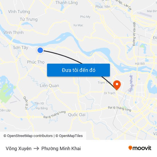 Võng Xuyên to Phường Minh Khai map