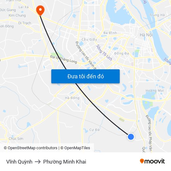 Vĩnh Quỳnh to Phường Minh Khai map