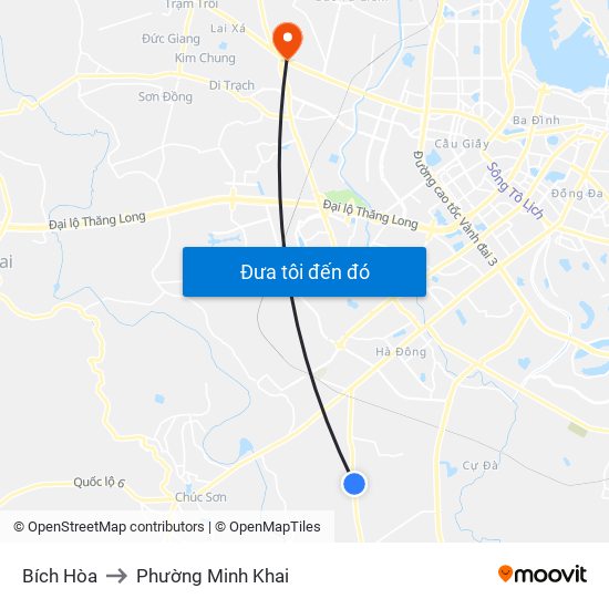 Bích Hòa to Phường Minh Khai map