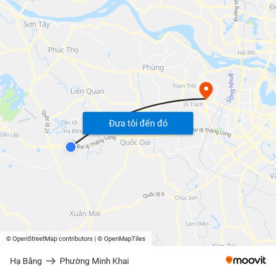 Hạ Bằng to Phường Minh Khai map