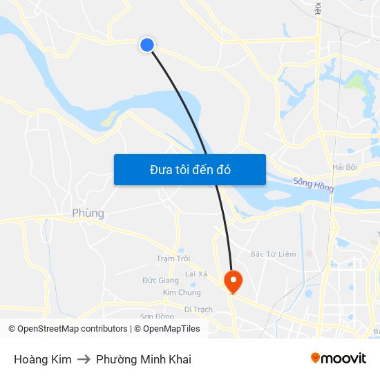 Hoàng Kim to Phường Minh Khai map