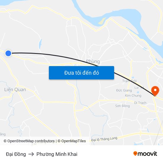 Đại Đồng to Phường Minh Khai map