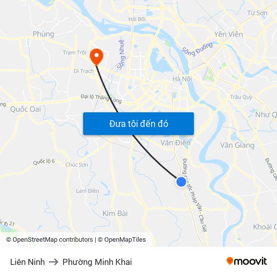 Liên Ninh to Phường Minh Khai map