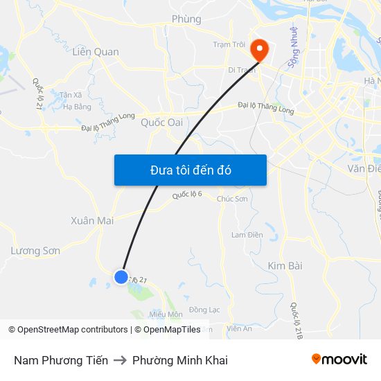 Nam Phương Tiến to Phường Minh Khai map