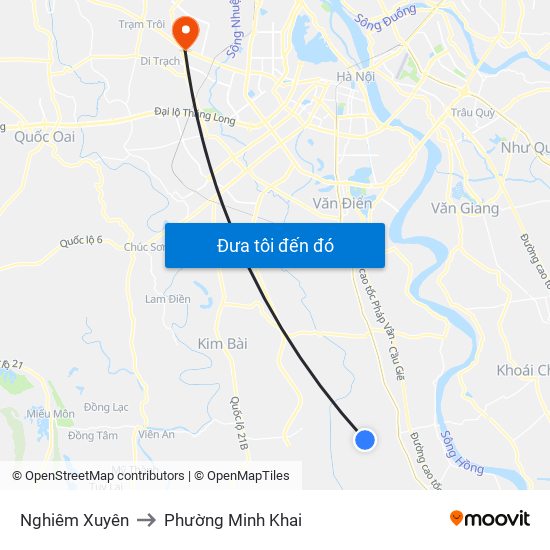 Nghiêm Xuyên to Phường Minh Khai map
