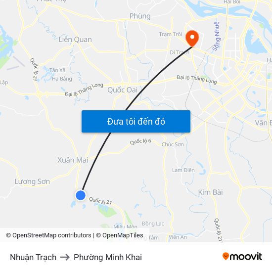 Nhuận Trạch to Phường Minh Khai map