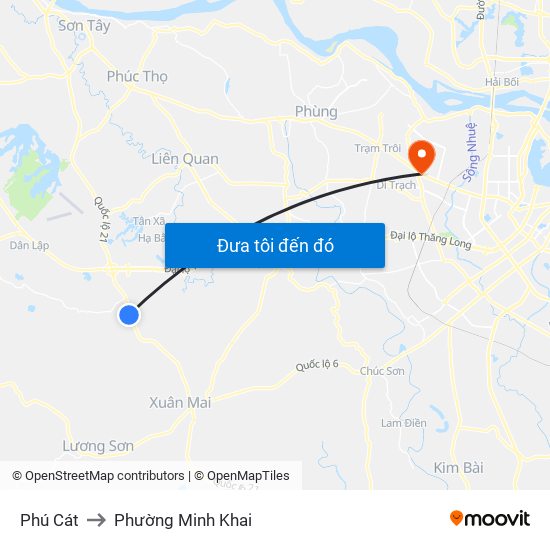 Phú Cát to Phường Minh Khai map