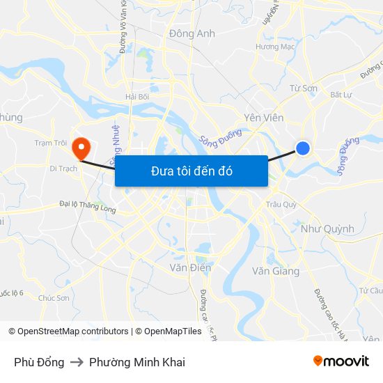Phù Đổng to Phường Minh Khai map