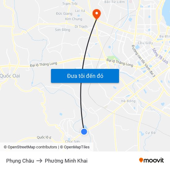 Phụng Châu to Phường Minh Khai map