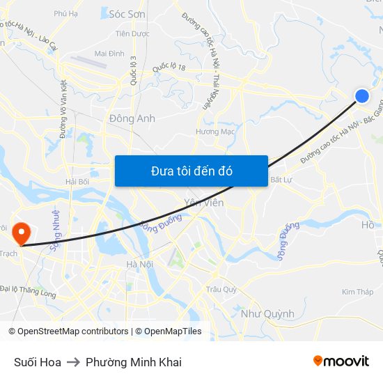 Suối Hoa to Phường Minh Khai map